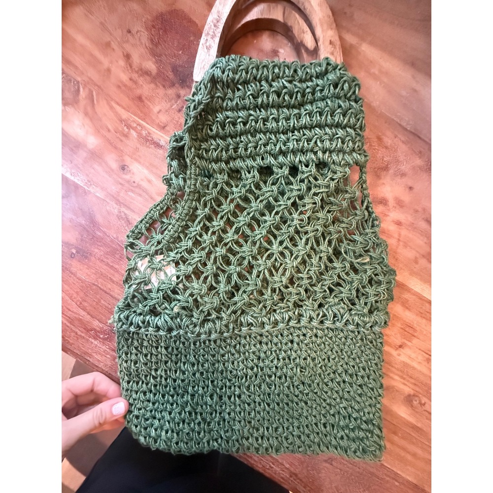 Natural‎ Green Jute Crochet Tote - Creative Co-Op - Cottagecore Style